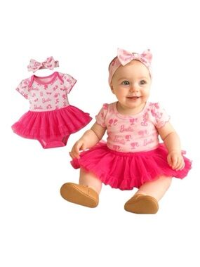 Mattel Barbie Pink Matching Romper Tutu And Headband